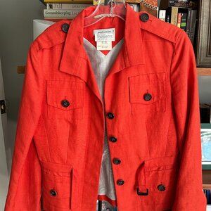 Vibrant Orange Rene Lezard Military style jacket